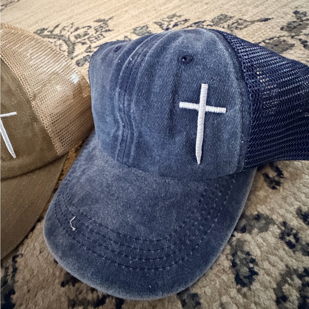 Blue Cross Embroidered Cap